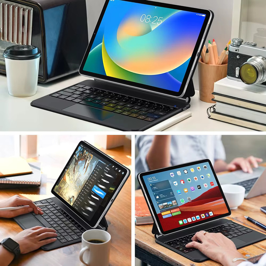 qukam Magnetische Bluetooth-Tastatur mit Hintergrundbeleuchtung und Ständer für iPad Pro 11/12,9, iPad Air 4 5 6 und iPad 10. Generation - Bild 6