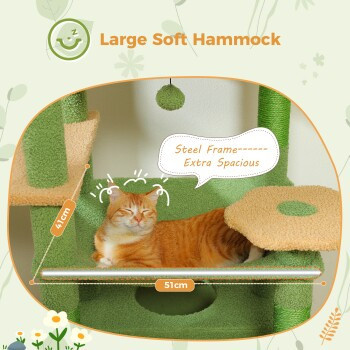 Pawz Road Großer Katzenbaum mit Hängematte und Höhle in Grün, Höhe: 184 cm - Bild 2