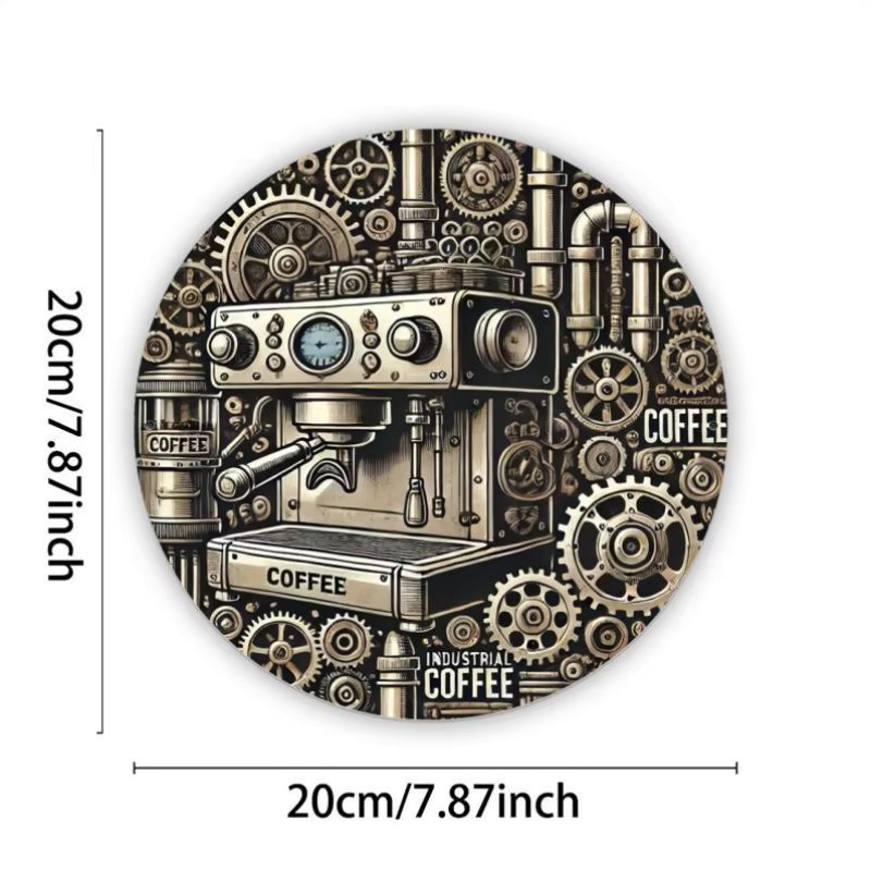 HELLOYOUNG Rundes Aluminiumschild im Vintage-Stil mit Kaffeemaschinen-Motiv, Metallwandkunst für Café und Bar, Durchmesser: 20 cm, Mehrfarbig - Bild 3