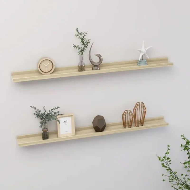 Vidaxl Wandregal Set 2 Stück Sonoma-Eiche, B/H/T: 100 x 9 x 3 cm - Bild 1