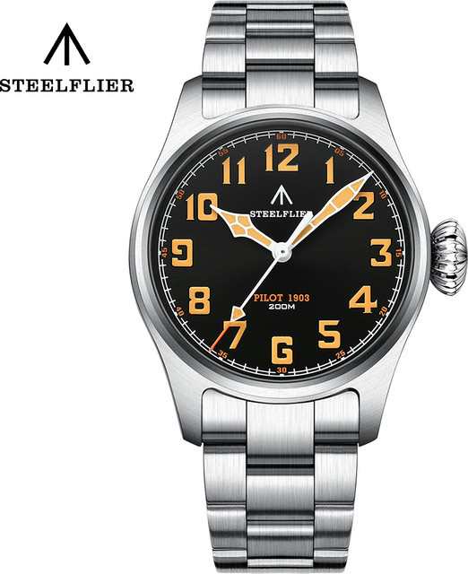 STEELFLIER Armbanduhr, Quarz, Edelstahl, Schwarz, Silber, Herren - Bild 1