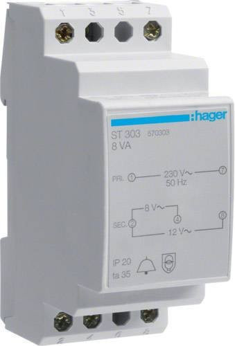 Hager Klingeltrafo ST303 in Weiß 8V/1,0A-12V/0,67A - Bild 1