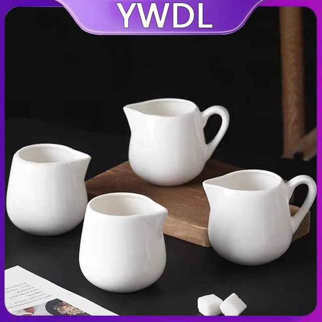 YWDL Keramik-Milchkrug für Espresso, Kaffee und Sahne, Weiß, 50 ml / 100 ml / 220 ml - Bild 1