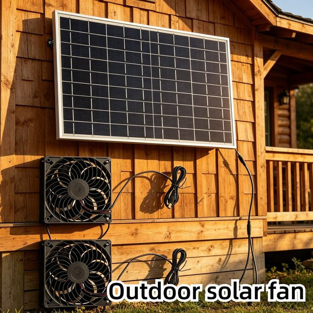 EESBAO 10W Solarpanel-Abluftventilator zur Belüftung und Luftzirkulation in Schwarz - Bild 1