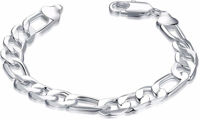 POMOiii Armband 925 Silber, Figaro, 12 mm, 21 cm, Unisex - Bild 1
