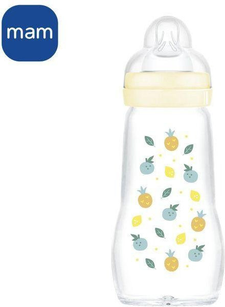 MAM Glasflasche Natur in Beige mit Sauger Durchfluss 2, 260 ml - Bild 1
