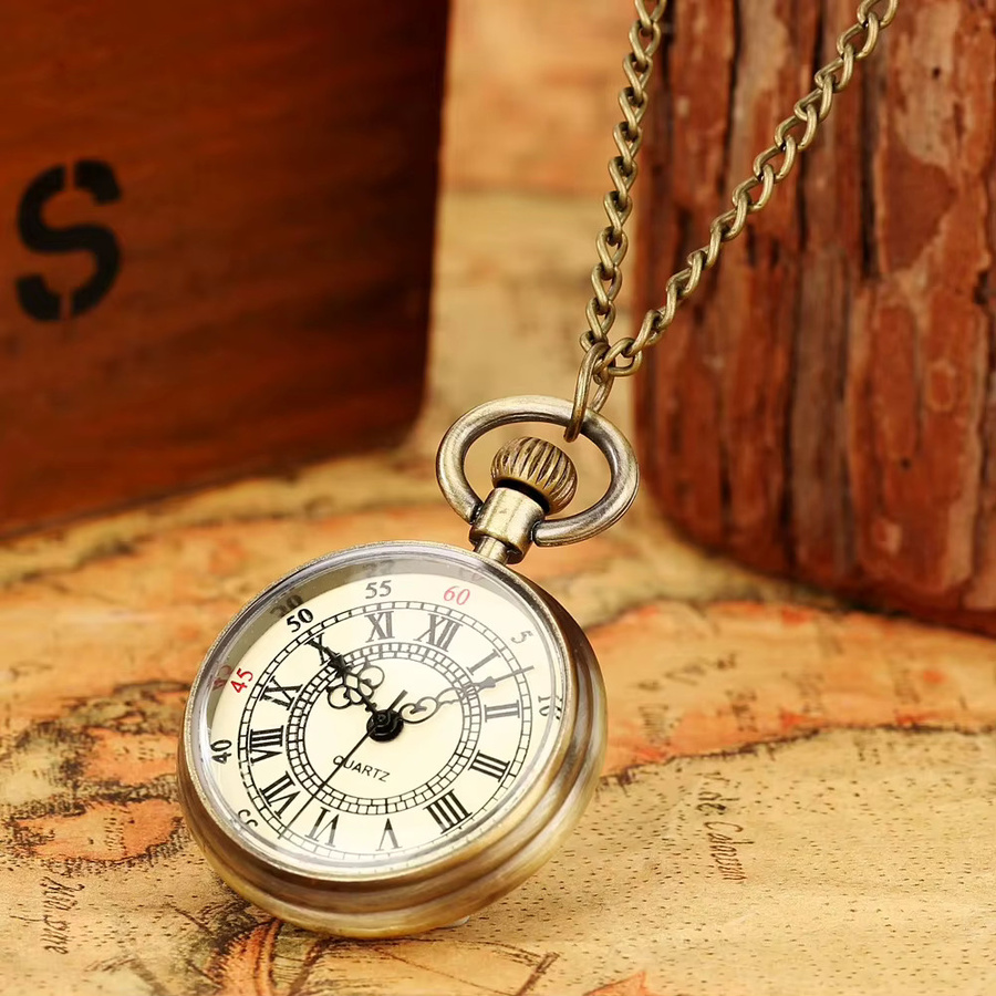 Taschenuhr Quarz, Messing, Gold, Herren - Bild 3