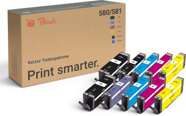 Peach C580 Druckerpatronen Set für Canon Pixma TS 8350 und TS 8351, 10er Pack (wiederaufbereitet) - Bild 1