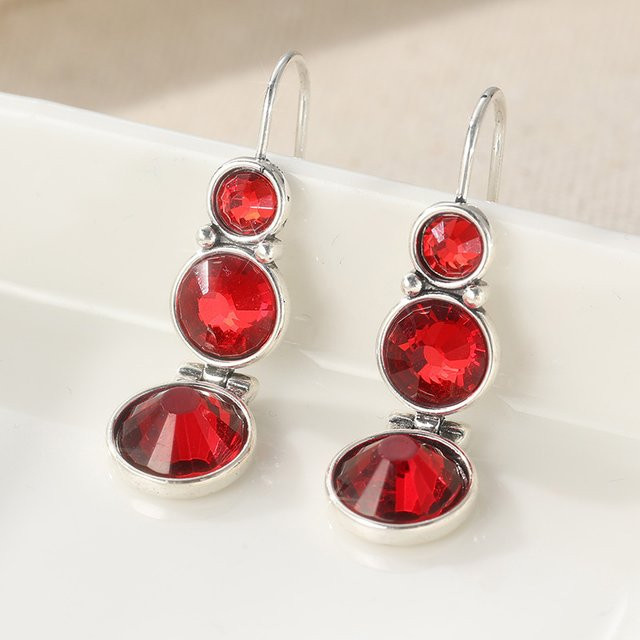 YoYo Ohrhänger, rote synthetische Zirkonia-Rubin, Silberfarbe, Damen - Bild 1