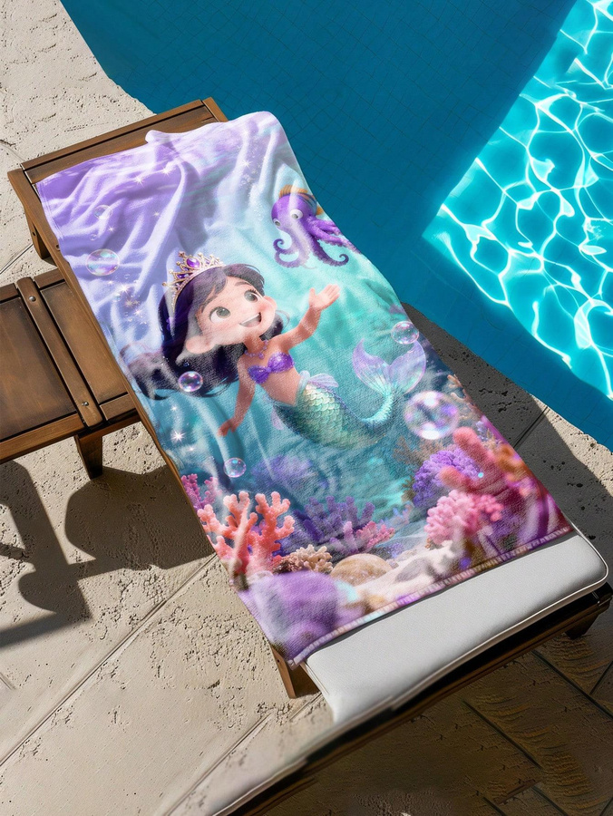 Strandtuch Meerjungfrau Oktopus aus Premium Mikrofaser, schnelltrocknend und saugfähig, Übergröße, Breite: 30 cm, Höhe: 60 cm - Bild 3