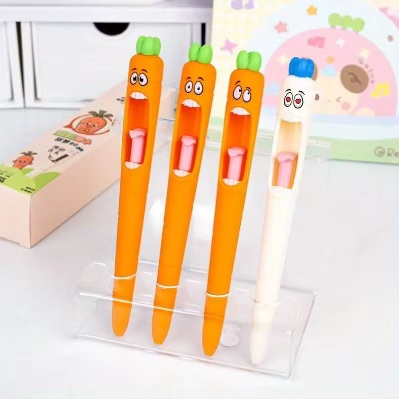 4er-Set ZQNYCY Karotten-Kugelschreiber mit Zungenmechanismus in Orange für Kinder und Ostern-Geschenke - Bild 4