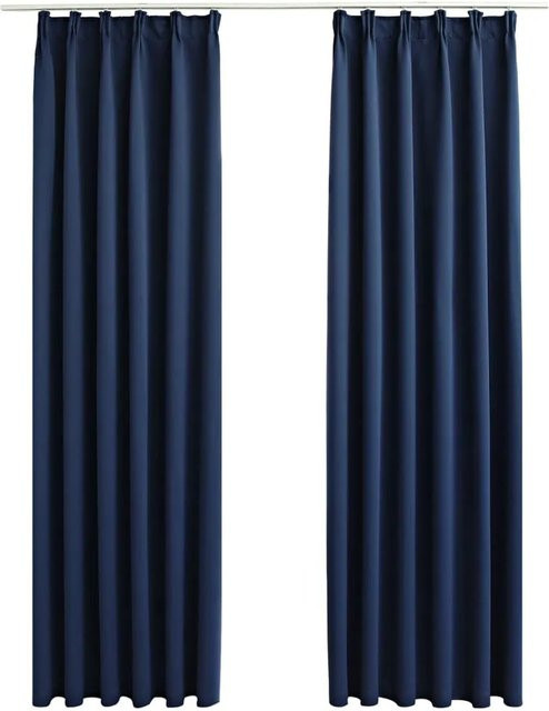 vidaXL Verdunkelungsvorhänge mit Haken, 2 Stück, Blau, B: 140 cm, H: 175 cm - Bild 1