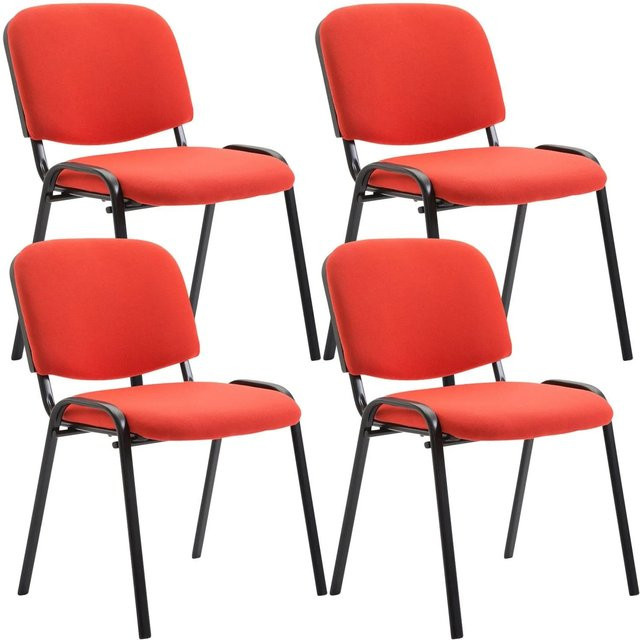 4er Set DELUKE Besucherstühle ZAGREB in Rot mit Stoffbezug, B/T/H: 53 x 53 x 83 cm - Bild 1