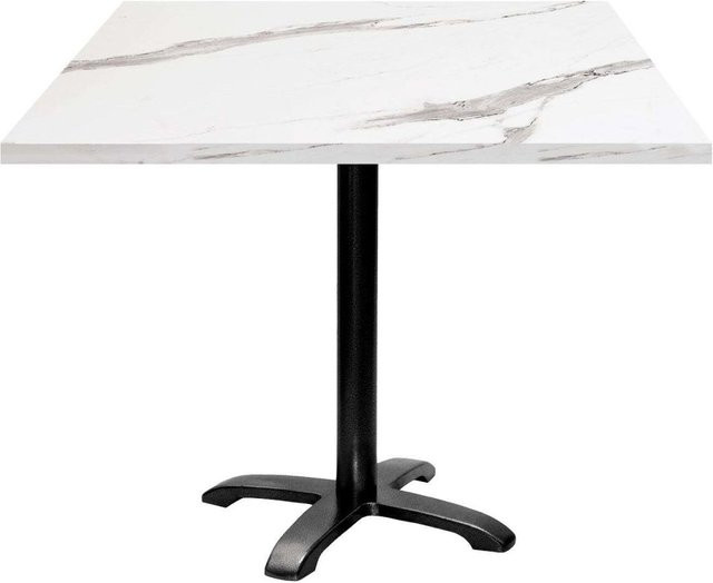 RestooTab Tisch Bazila quadratisch mit Stein-Dekor, B/T/H: 90 x 90 x 74 cm, Platte weiß, Gestell schwarz - Bild 1