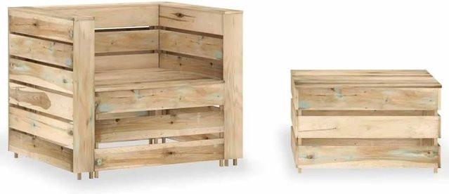 vidaXL 2-teiliges Garten-Lounge-Set aus imprägniertem Kiefernholz in Braun - Bild 1