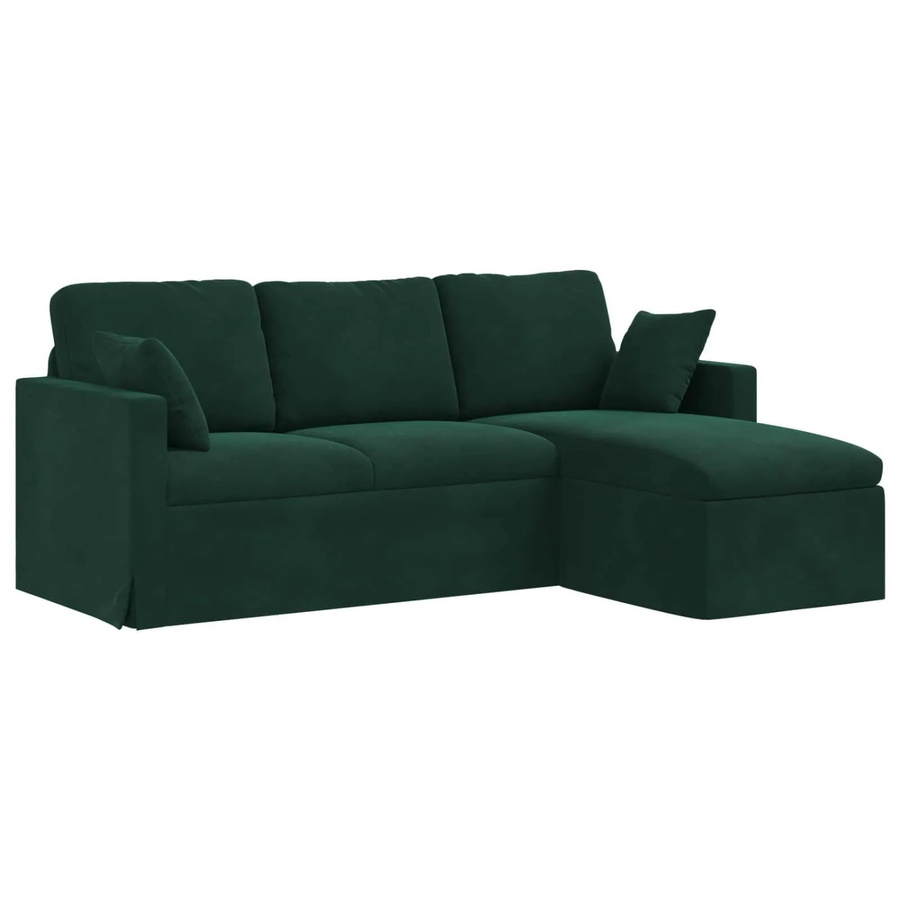 vidaXL Ecksofa in Dunkelgrün aus Samt mit Metallrahmen, B/T/H: 198 x 134 x 80 cm - Bild 2