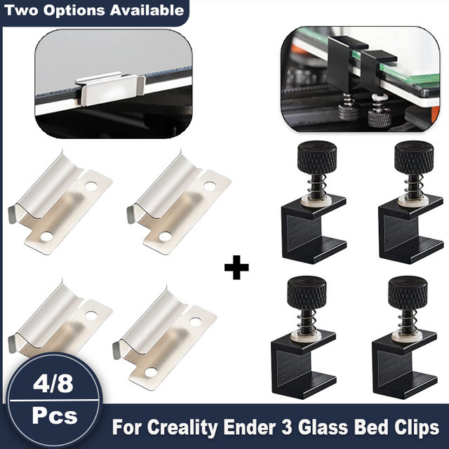 LIXIU Glasbettklammern aus Edelstahl für 3D-Drucker, 7mm, Farbe: Silber, passend für Ender 3 Pro/V2/Neo/Ender-5/Plus und CR10/10S - Bild 1
