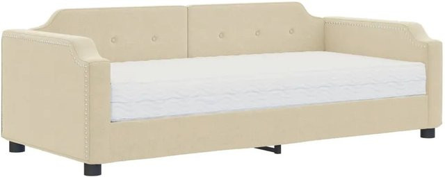 vidaXL Tagesbett mit Matratze in Creme und Beige, gepolstertes Daybed mit Armlehnen und Schaumstofffüllung, B/T/H: 200 x 80 x 66,5 cm - Bild 1