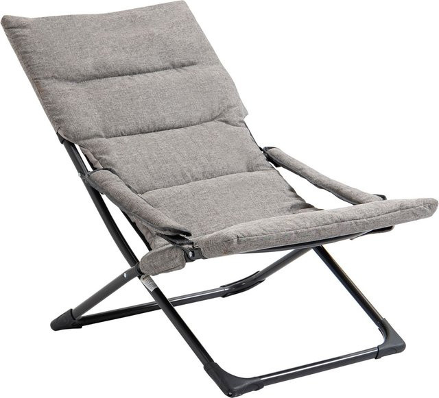 Outsunny Klappstuhl aus Stahl und Textilene mit Armlehnen und wetterfester Auflage, Grau, B/T/H: 66 x 94 x 79 cm - Bild 1