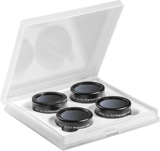 Walimex Pro Drohnenfilter Set CPL ND4 ND8 ND16 für DJI Phantom 4 Pro in Schwarz - Bild 1