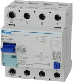 Doepke FI-Schutzschalter RCD DFS4 040-4/0,03-HP 4-polig 40A 0,03A in Weiß - Bild 1