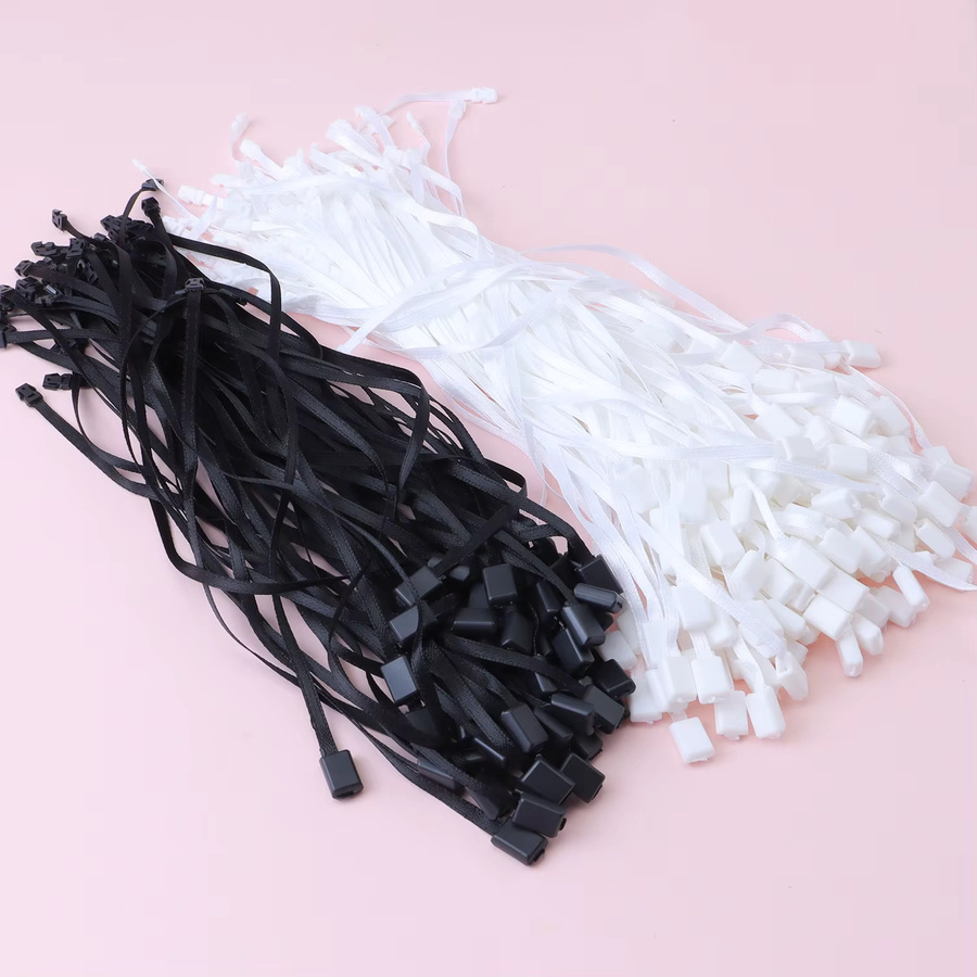 100 Stück Anhänger-Verschlüsse aus Polyester mit Snap Lock Pin und Loop in Weiß und Schwarz für Kleidung, Taschen und Etiketten als DIY Nähzubehör - Bild 2