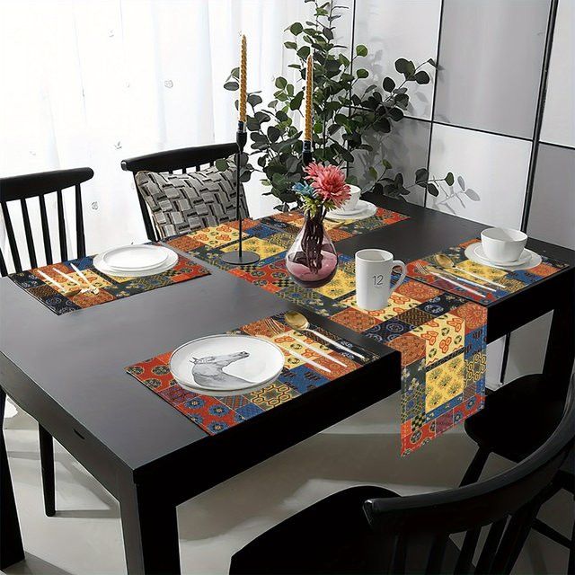 VIKAMA Bohemian Patchwork-Tischläufer, wasserdicht und ölbeständig, Multicolor - Bild 1