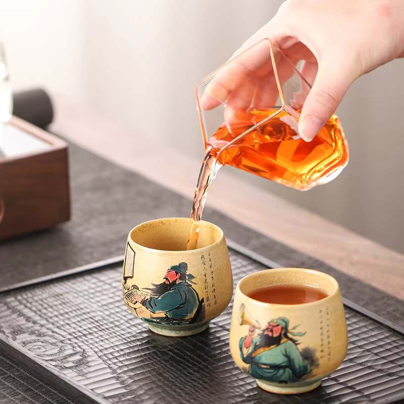 Waren Wusheng Guan Yu Master Cup Teetasse aus grober Keramik in Beige, Höhe: 7,5 cm, Durchmesser: 6,5 cm - Bild 3