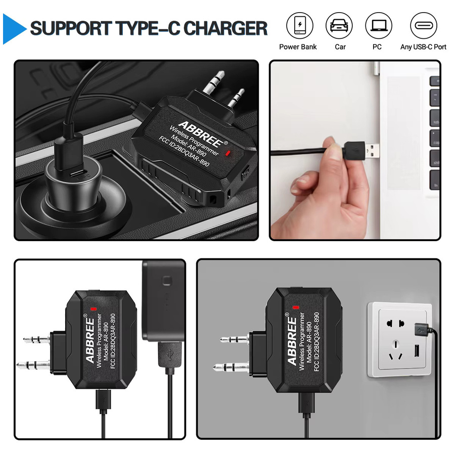 ABBREE Bluetooth Wireless Programmierer für Walkie Talkie mit USB-C Anschluss, Plug & Play, Schwarz, kompatibel mit UV5R, BF888S und Quansheng UVK5 - Bild 6