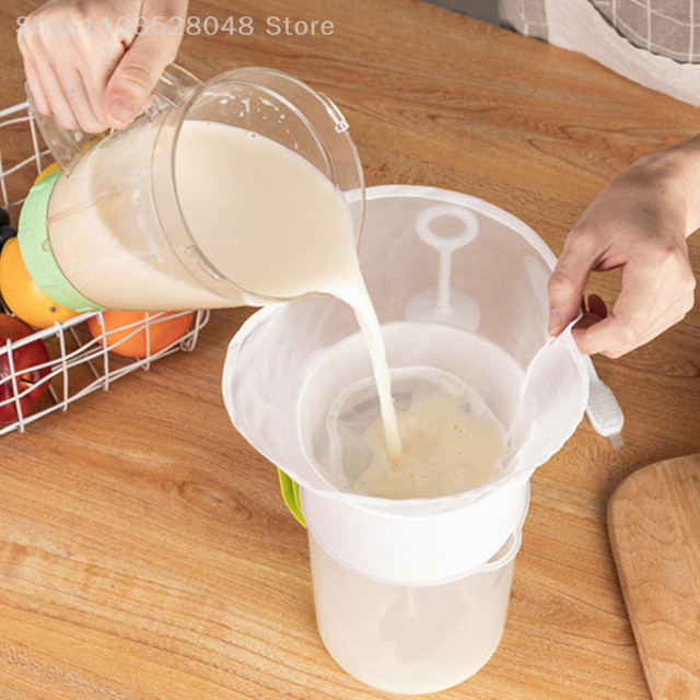Wiederverwendbarer Mehrzweck-Siebbeutel aus weißem Nylon mit feinem Maschengewebe für Nussmilch, Fruchtsaft und Wein - Bild 1