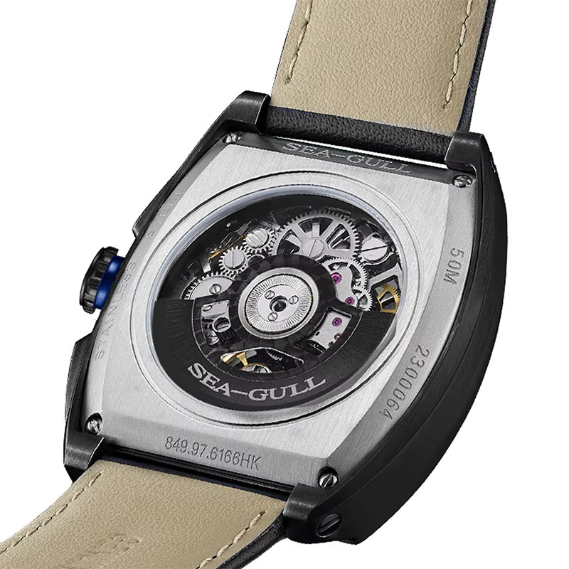 Seagull Armbanduhr, Tonneau, Automatik, Edelstahl, Leder, Herren - Bild 2