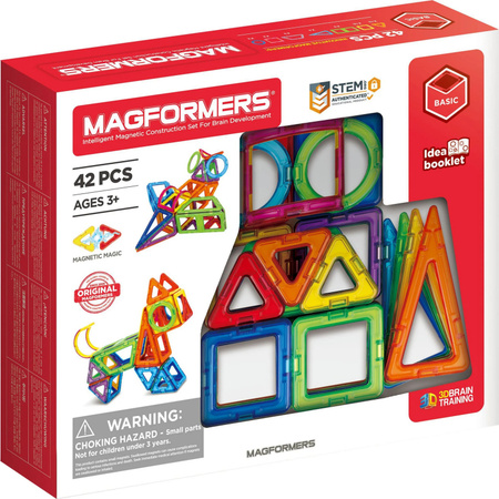 Magformers Basic 42 Set Magnetisches Bauspiel in Bunt/Mehrfarbig