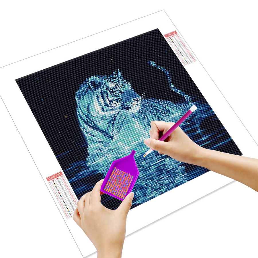 HUACAN 5D Diamant-Malset Leuchtender Tiger im Wasser zum Selbermachen mit Full Round Strass-Steinen - Bild 2