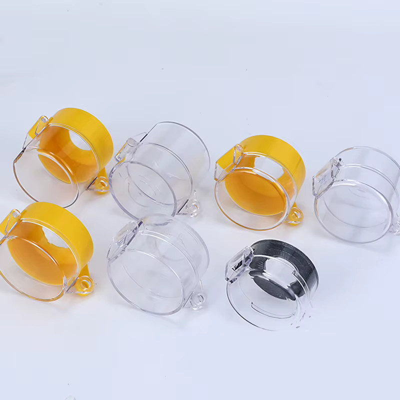Transparente Schutzhülle für 22mm Druckknopfschalter mit Warnring als Not-Aus-Zubehör - Bild 1