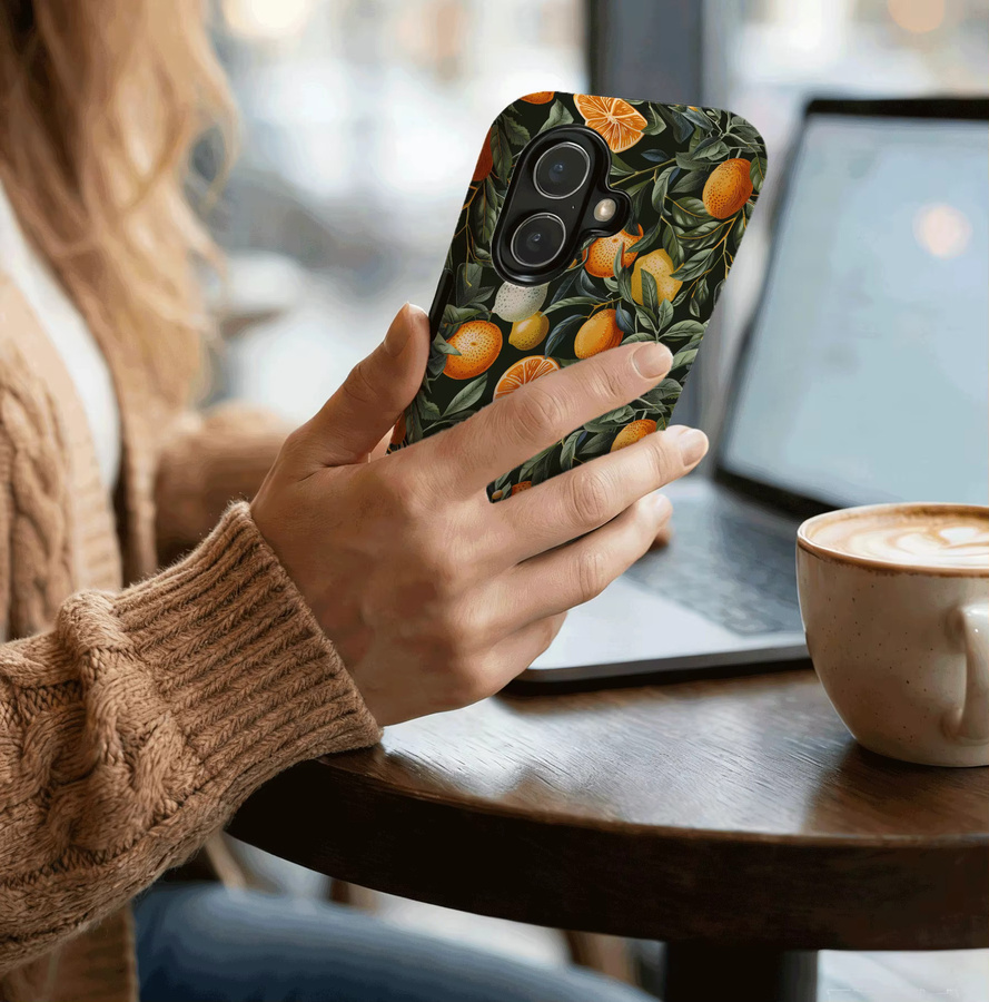 Magnetische iPhone Hülle mit Vintage Botanischem Zitrus-Motiv in Multicolour für Apple iPhone 17 16 15 14 Pro Max Plus 13 12 mit Doppelschichtiger Abdeckung - Bild 6