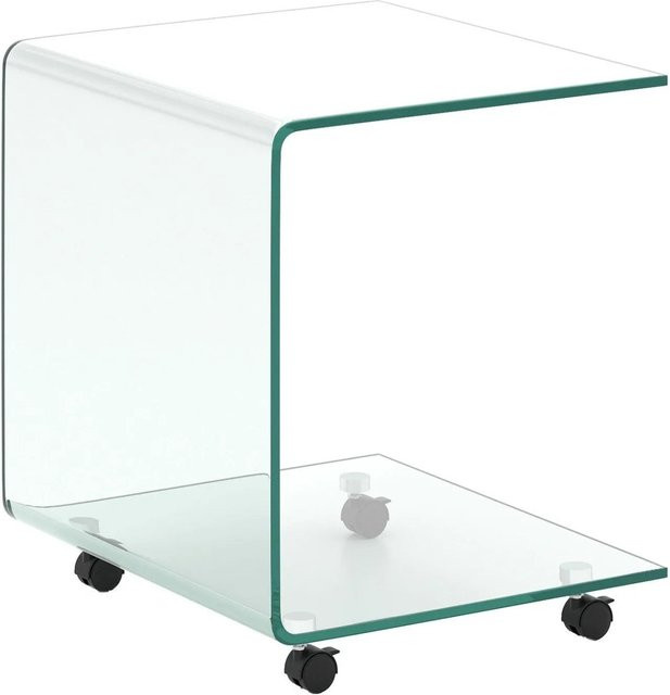 Costway Beistelltisch aus Glas mit Rollen, Transparent, B/T/H: 45 x 40 x 48 cm - Bild 1