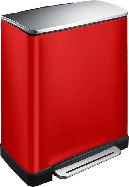 PROREGAL Treteimer Rot mit Edelstahldeckel und 2 Inneneimern, 46 Liter, H x B x T: 65 x 50 x 34,5 cm - Bild 1
