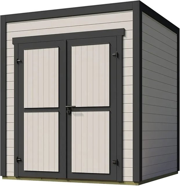 Weka Gartenhaus Batu 1 Flachdach aus nordischer Fichte in Light Grey, B/T: 200 x 200 cm - Bild 1
