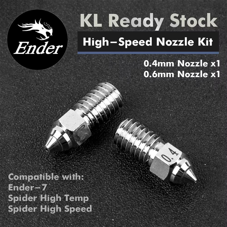 Creality Ender High Speed Nozzle Kit 2 Stück mit 0,4 mm und 0,6 mm für FDM-Drucker inklusive Spider High-Temperature und High-Speed Hotend in Silber - Bild 2