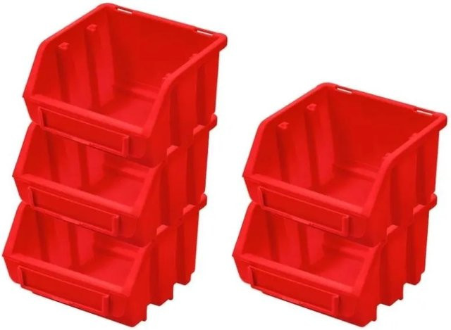 PROREGAL SuperSparSet 5x Sichtlagerboxen aus Polypropylen in Rot, H x B x T: 7,5 x 11,6 x 11,2 cm - Bild 1