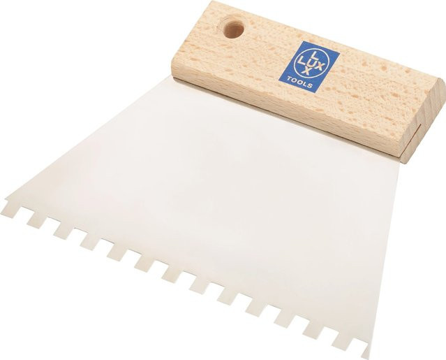 LUX-TOOLS Leimverteiler Classic aus Edelstahl mit 6 mm x 6 mm Zahnung, 150 mm Breite, Multicolor - Bild 1