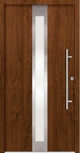Splendoor Sicherheitshaustür RHODOS Prime RC2 aus Aluminium in Nussbaum Braun mit Glaseinsatz, Höhe: 210 cm, Breite: 110 cm, Tiefe: 7 cm - Bild 1
