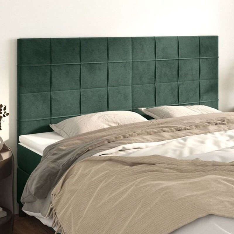 Vidaxl Kopfteile im 4er Set aus Samt in Dunkelgrün H x B x T: 78 bis 88 x 90 x 5 cm - Bild 1