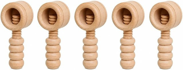 5er Set handgemachte Nussknacker aus Holz von Dekohelden24 in Natur, braun, B/T/H: 6 x 6 x 12 cm