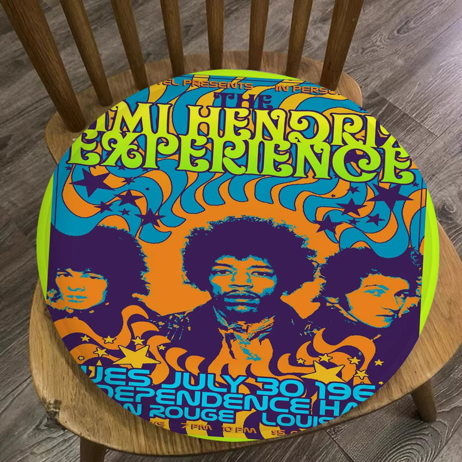 Quadratisches Sitzkissen J-Jimi H-Hendrix im Retro-Design, rutschfeste Schaumstoff-Sitzmatte für Büro, Esszimmer oder Hocker, Mehrfarbig - Bild 2