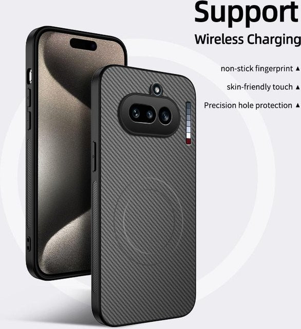 Magnetische Stoßfeste Handyhülle mit Kohlefaser-Textur für Nothing Phone 4a Pro in Schwarz, Blau, Grau oder Lila - Bild 1