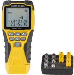 Klein Tools Scout Pro 3 Netzwerkkabeltester Set mit Remote und Adapter in Gelb - Bild 1