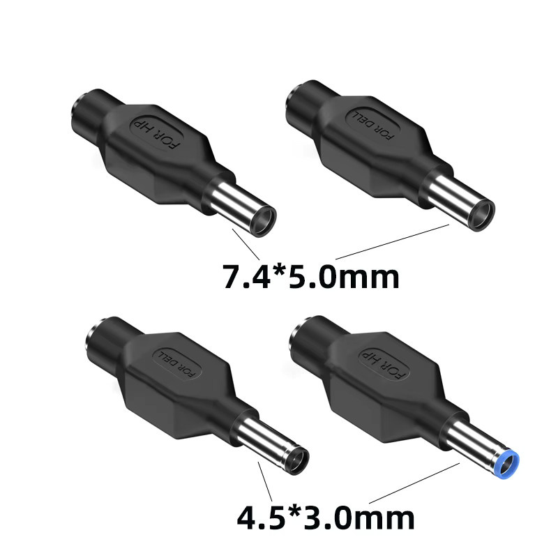 Geris Power DC-Netzteil Konverter Schwarz: Stecker 7,4 x 5,0 mm und 4,5 x 3,0 mm auf Buchse 5,5 x 2,1 mm und 2,5 mm für Dell und HP Laptop Ladegeräte - Bild 2