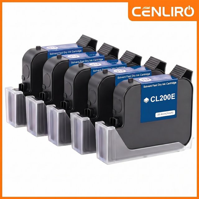 Cenliro CL200E Lösungsmittel-Tintenpatrone Schwarz, schnell trocknend und wasserfest für Online-Drucker, 25,4 mm - Bild 1