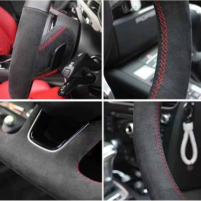 WUNHKF Lenkradabdeckung aus Wildleder in Schwarz für Peugeot E-208, 508, 208, 3008, 4008 und 5008 - Bild 3
